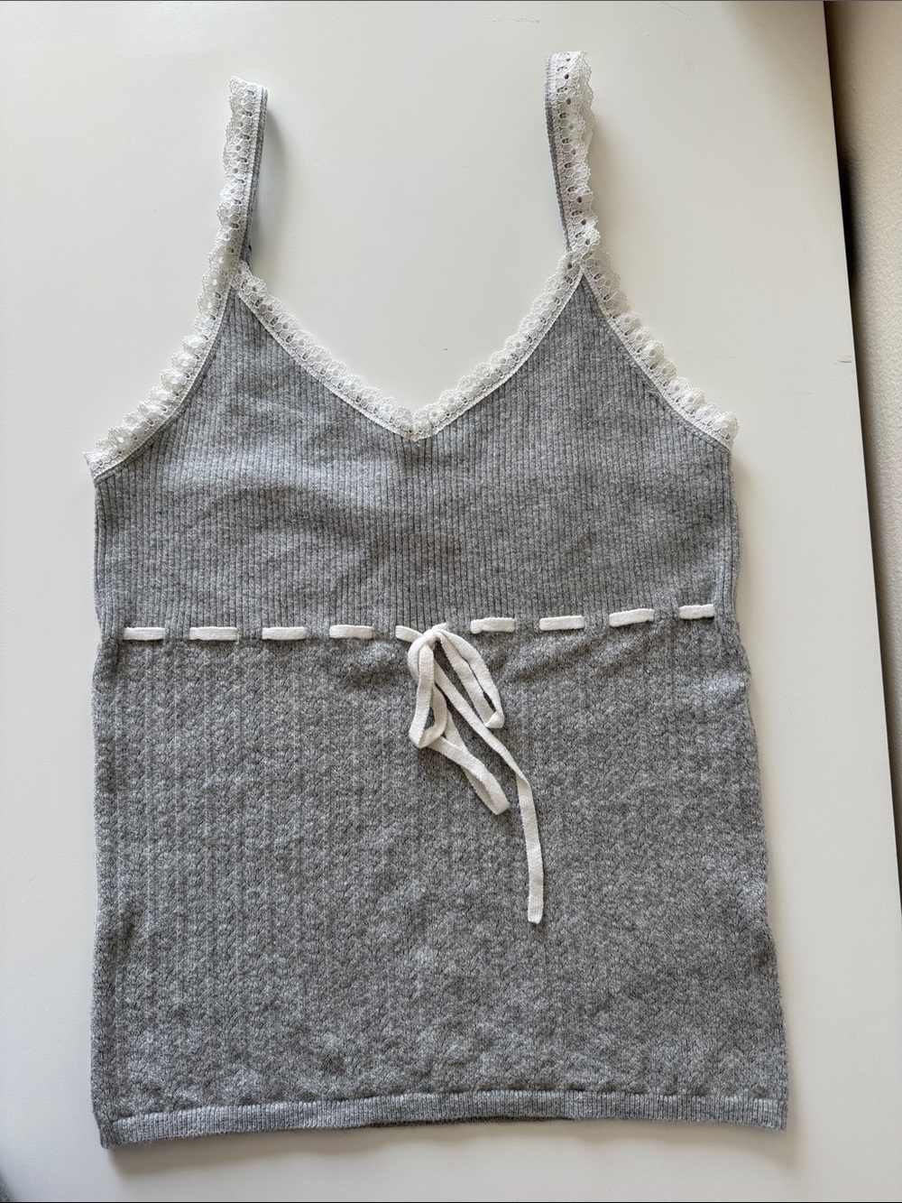 Hollister Gray Sweater Tank with Lace Details